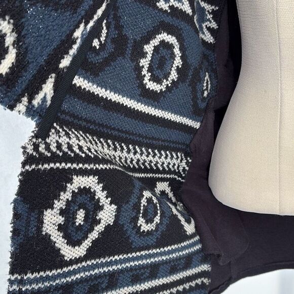 Anthropologie Dolan blue and black southwestern knit open front Aztec cardigan j - Picture 11 of 14